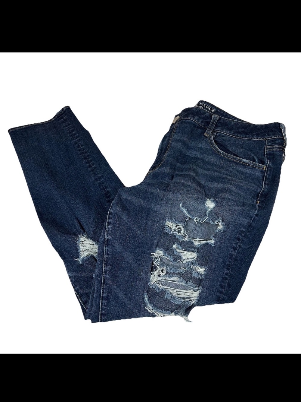 Y2K American Eagle Women’s Plus Size 18 Jegging Jeans Dark Wash Distressed #0634